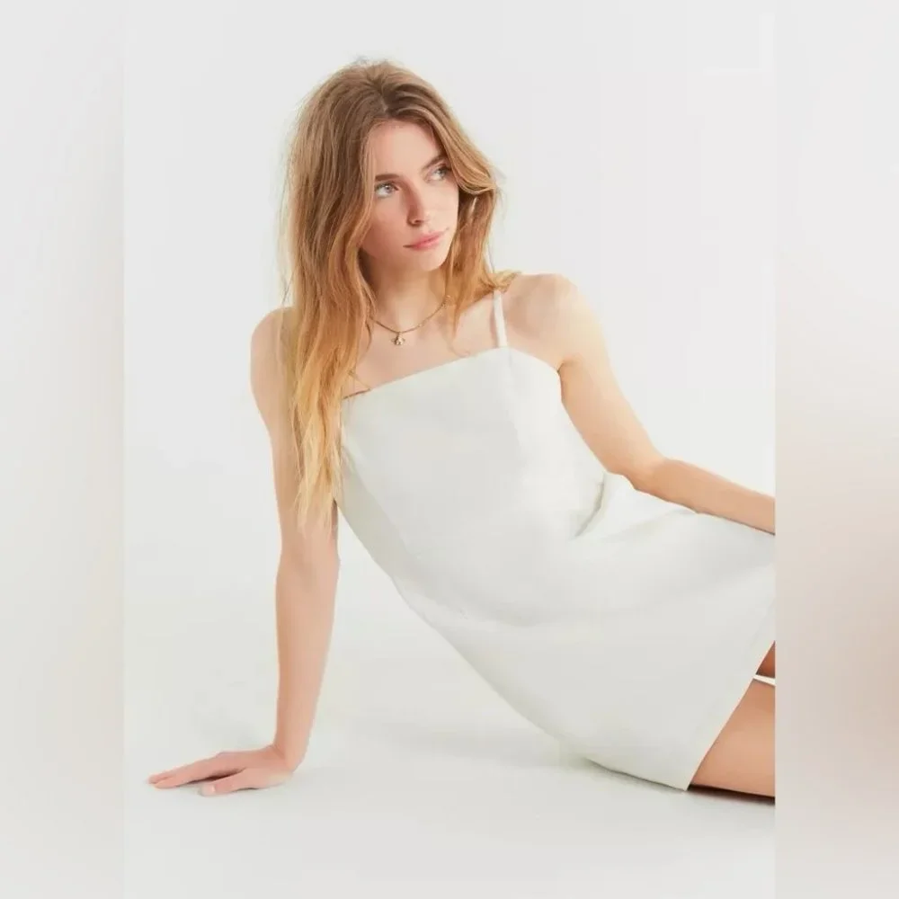 Urban Outfitters Denim Mini Dress | White | Size XS - Picture 2 of 10